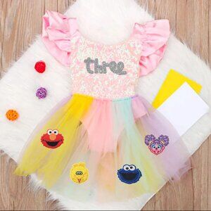 Elmo Romper Sunsuit Cookie Jumpsuit Abby Sesame Street Dress Third Birthday